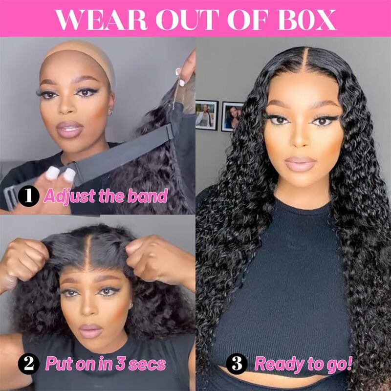 Water Wave Wigs Human Hair Glueless Wig Human Hair Ready To Wear And Go Wigs Curly Wigs 4x4 Pre Cut Lace Wigs for Women