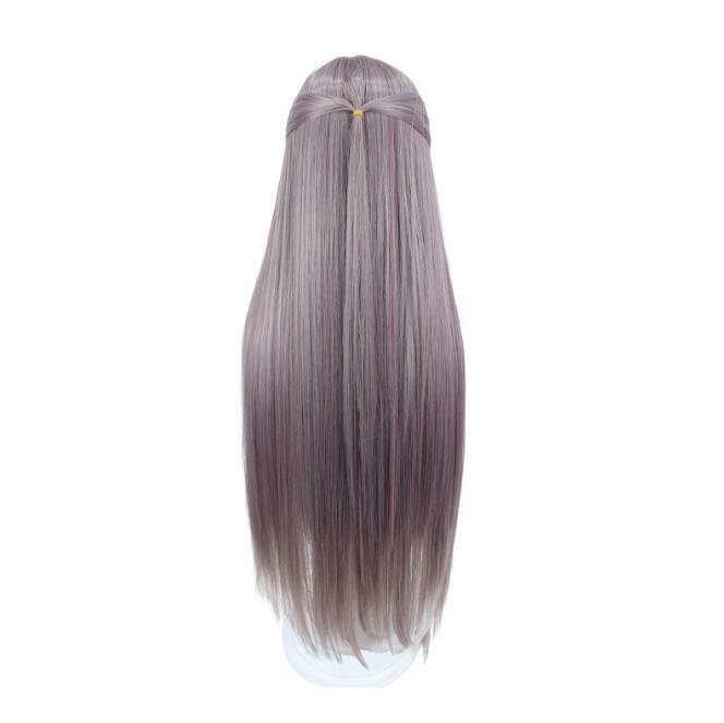Herta Cosplay longa fibra sintética peruca, jogo honkai: Star Rail Cosplay, cabelo cinza e roxo