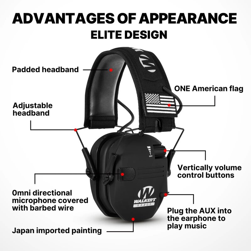 Orejeras electrónicas de tiro, adaptador Bluetooth 5,1, auriculares ajustables, protección auditiva para caza, orejeras con reducción de ruido