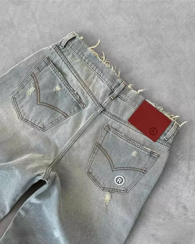 Промытые рваные джинсы JNCO, Мужская Американская Ретро сумка для пары в стиле high street, качество вышивки выше, чем у аналогов на все сезоны