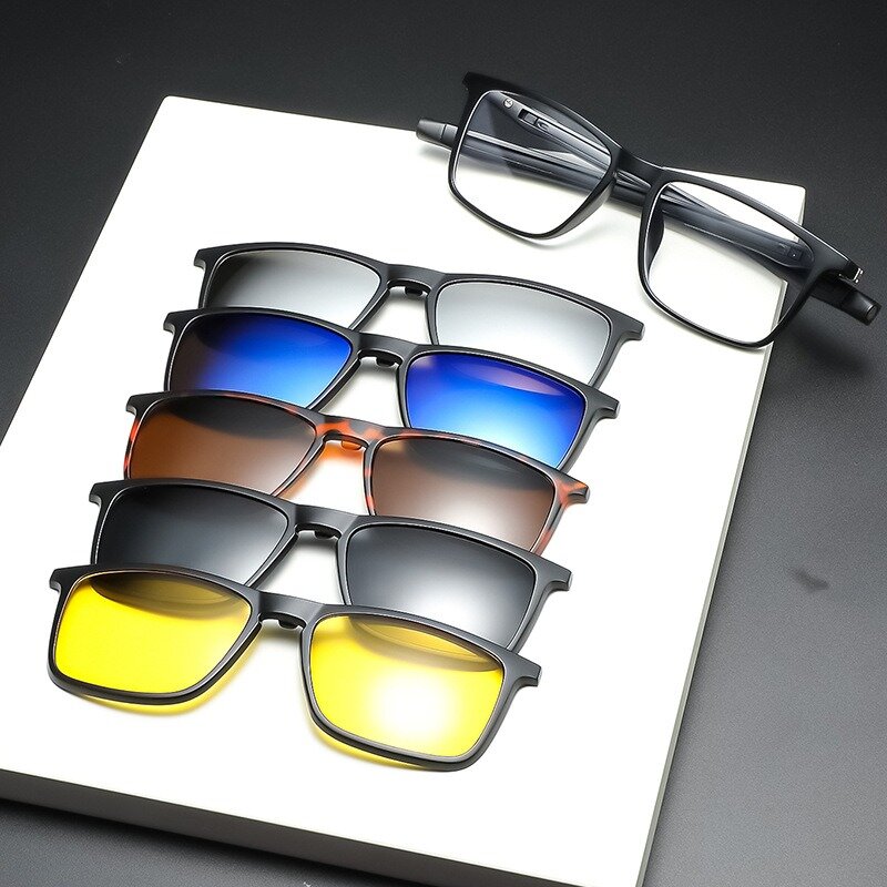 Brillen rahmen Männer mit 5 Stück Clip auf polarisierten Sonnenbrillen Brille Magnet brille männlich uv400 Brille 2510