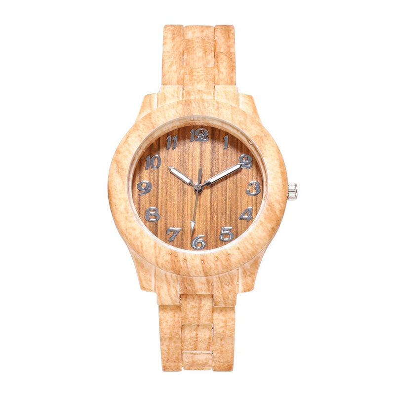 Relógio de quartzo de grão de madeira masculino, digital, moda high-end