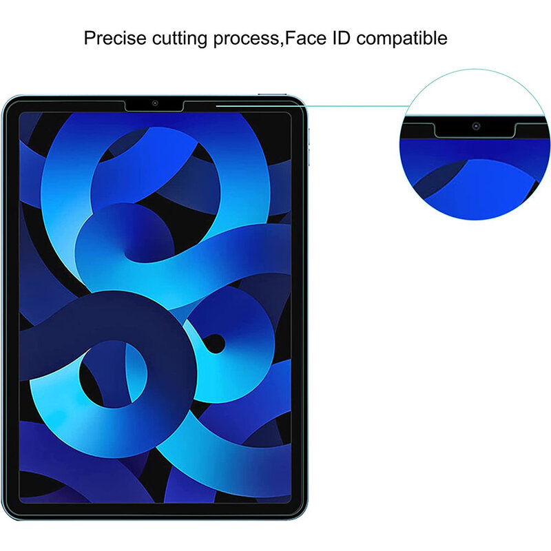 (3 Pak) kaca Tempered untuk Apple iPad Air 5 2022 Air5 generasi ke-5 A2588 A2589 A2591 Tablet Film pelindung layar