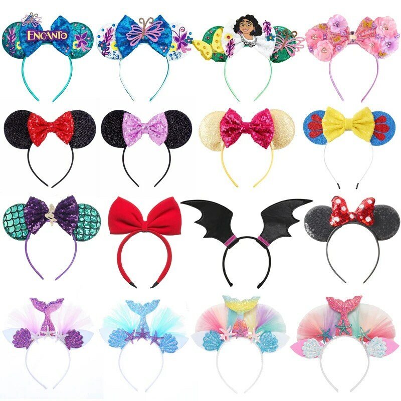 VOGUEON-Diadema con orejas de ratón y lazo para niña, diadema con purpurina, corona de princesa, lazo de lentejuelas, accesorios para el cabello, 2022