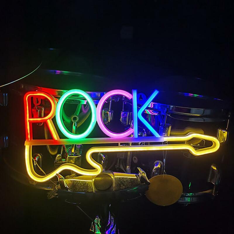 Durável LED Neon Light, Vibrante, Rock Neon Lights, Guitar Styling para Criação, Hanging Wall, Holiday Party, Decoração do quarto
