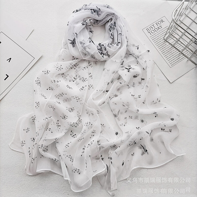 Nova moda flor chiffon georgette cachecol feminino impressão longa macio envoltório cachecol xale praia lenço lenços feminino foulard