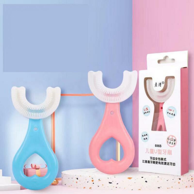 Baby Toothbrush Children 360 Degree U-shaped Children's Teeth Oral Care Cleaning Brush Soft Silicone Toothbrush Baby Items 2-12Y