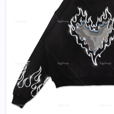 Casual sweatshirt hoodie heart flame print new hoodie new sweater men and women street hoodie 2022  streetwear women