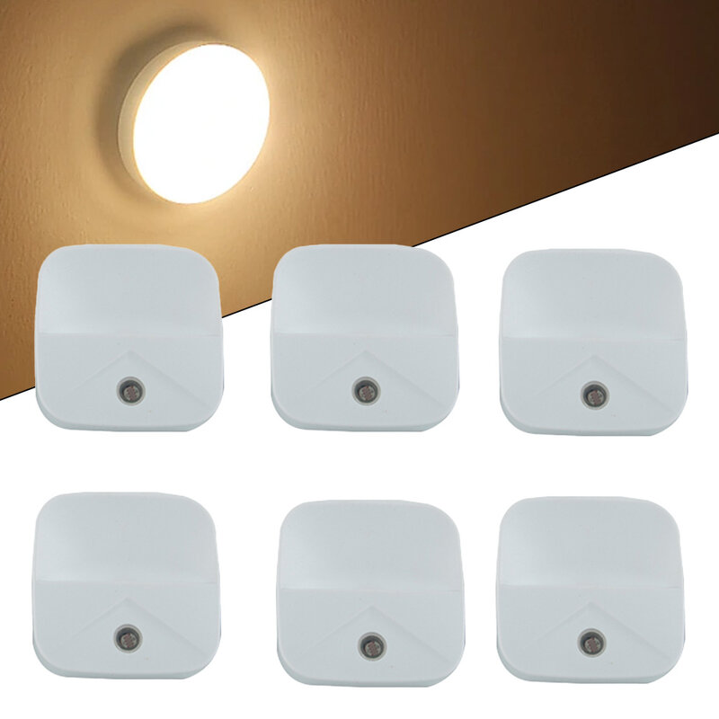 6 szt. Lampka nocna LED 0.4W inteligentne światło kontrolka indukcyjności z wtyczką do nauki schodów kuchennych 6x2,3x6cm