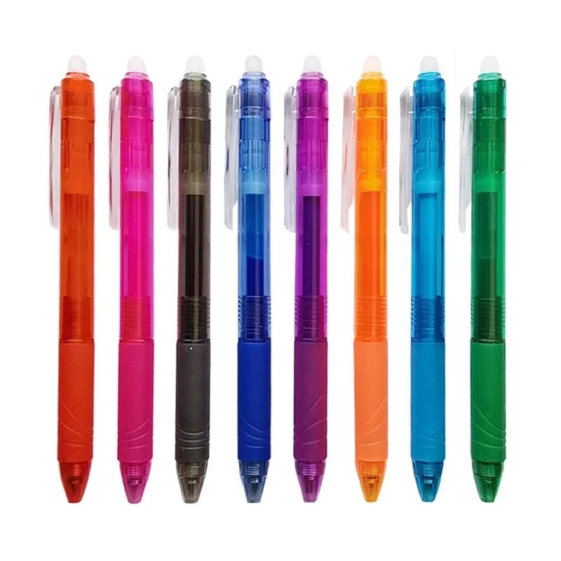 Conjunto de canetas esferográficas apagáveis, alça lavável tinta mágica, haste de reenchimento apagável para escola, escritório, ferramentas de escrita do estudante, 6 peças por lote, 0,5mm