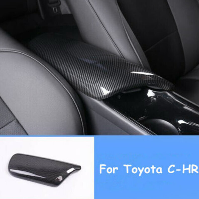 ABS Carbon Fiber Car Armrest Box Cover Center Console Saver Cover Trim For Toyota C-HR 2016-2019 (Left Hand