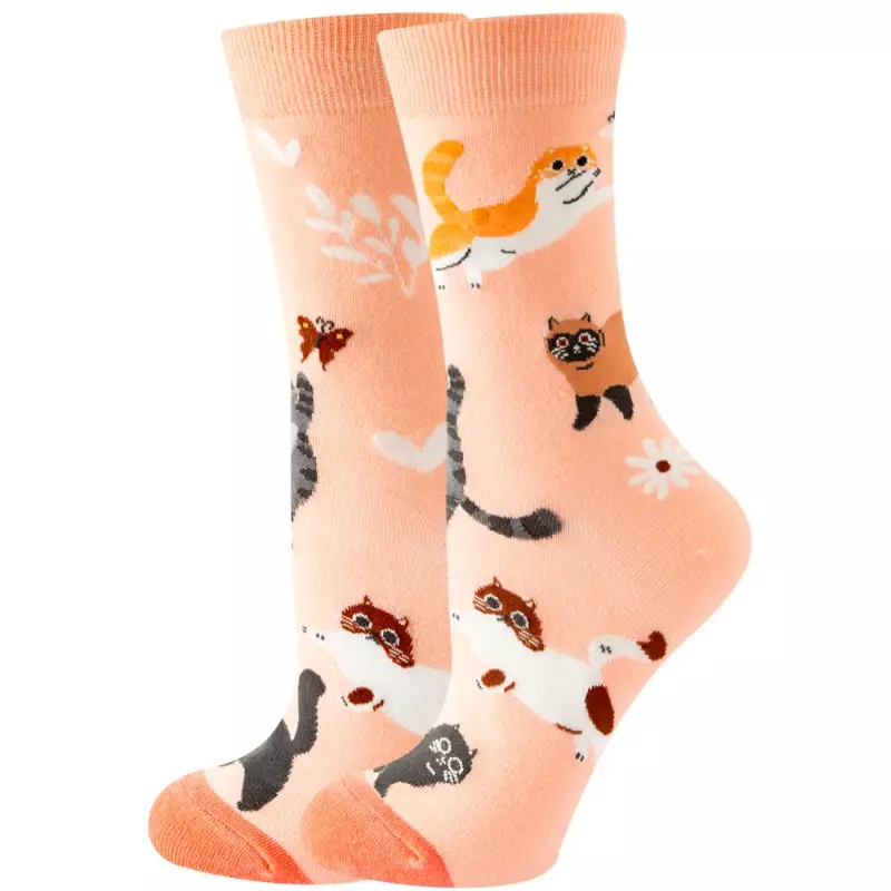 Outono e inverno novo casal algodão meias, Meias Animal Mid tubo, Comida personalizado meias da moda