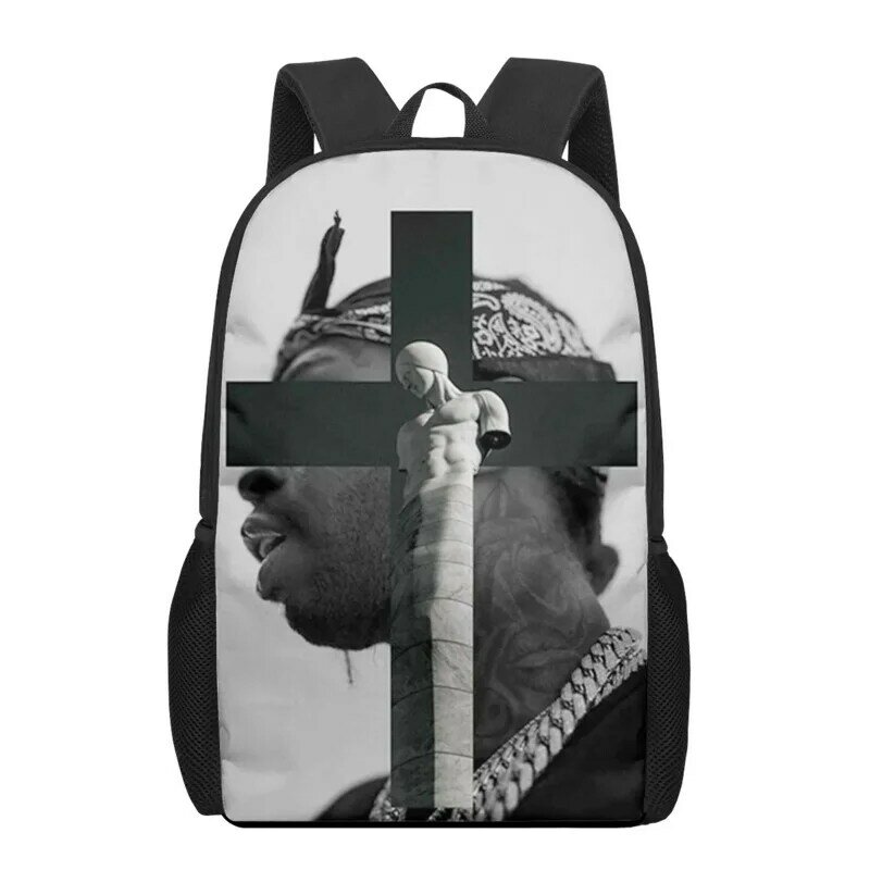 Pop Smoke Rapper Print Kids School Bags 3D Book Bag hombres y mujeres, mochila informal, mochila de hombro para adolescentes, mochila de viaje diaria