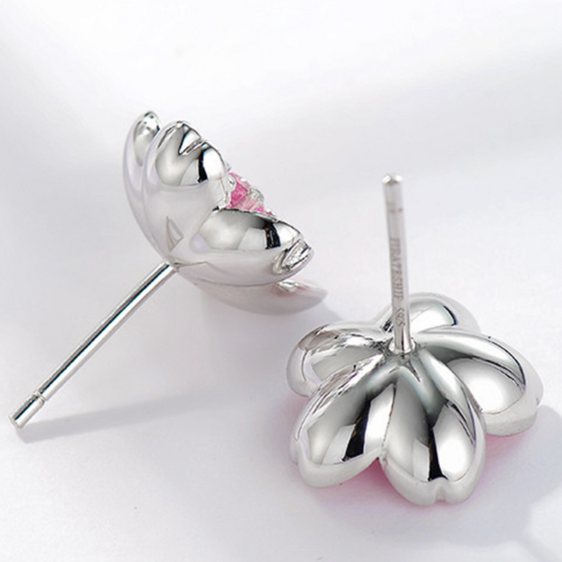 Boucles d'oreilles en argent regardé S925, boucles d'oreilles roses, bijoux simples, cadeau à la mode, 1 paire