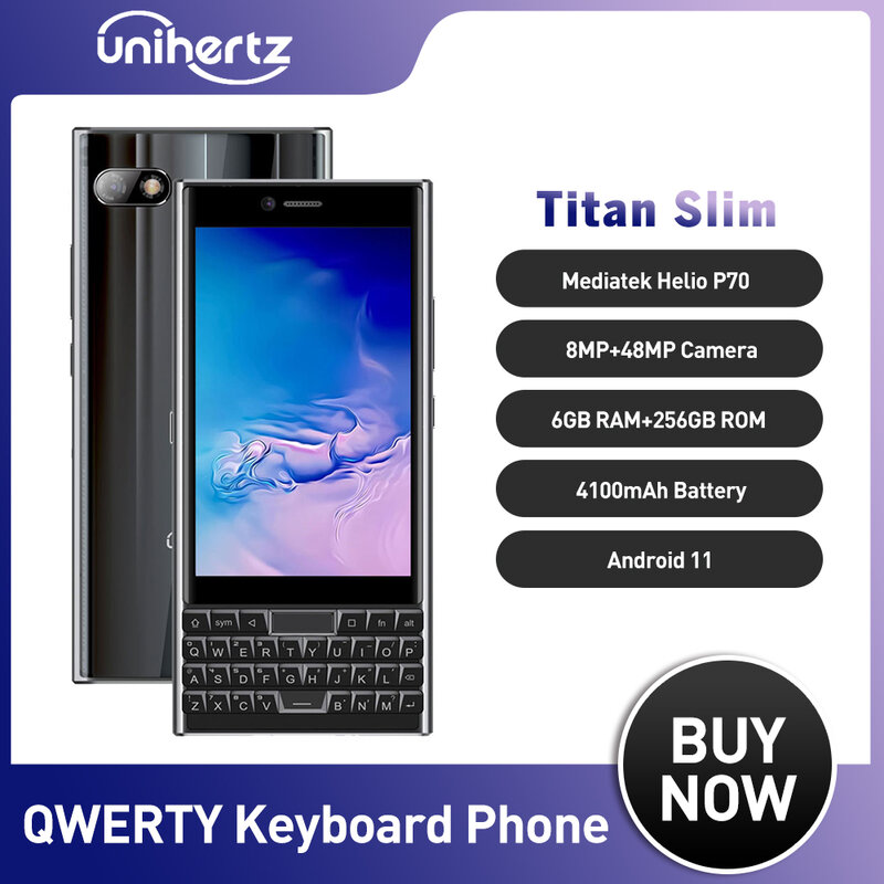 Unihertz Titan SLIM الهاتف الذكي ، 6GB ، 256GB ، أندرويد ، الإنجليزية ، الروسية ، لوحة المفاتيح Qwerty ، ثماني النواة ، 4100mAh الهاتف المحمول