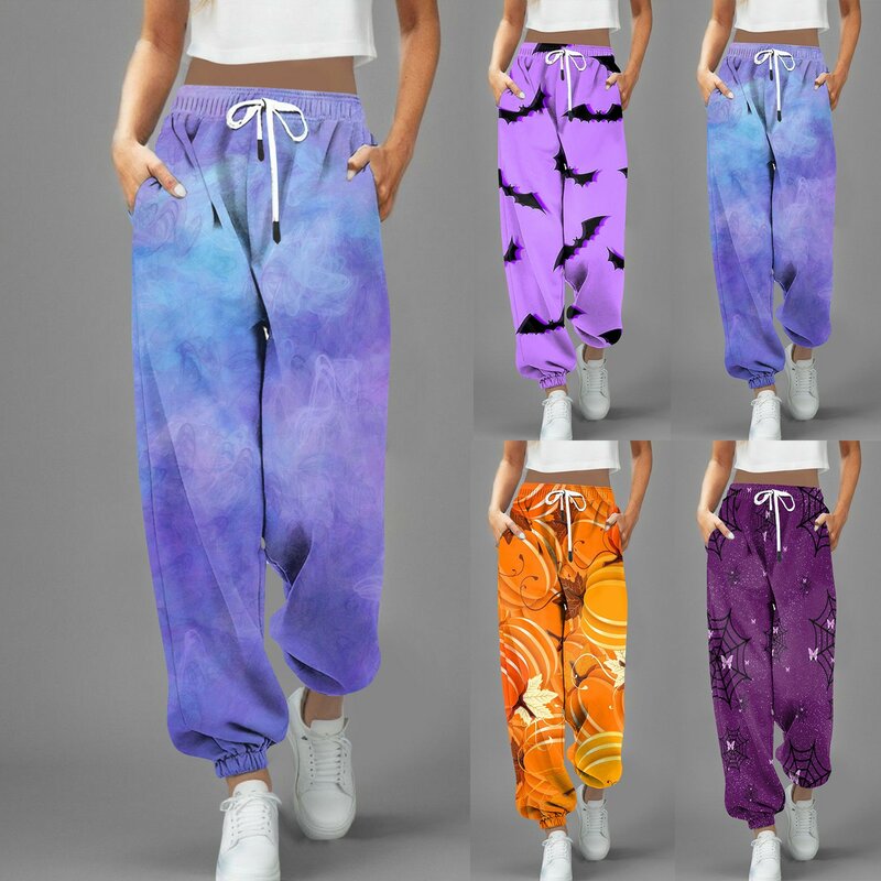 Pantalones deportivos holgados para mujer, pantalón de chándal de cintura alta, ropa de calle informal, Color sólido