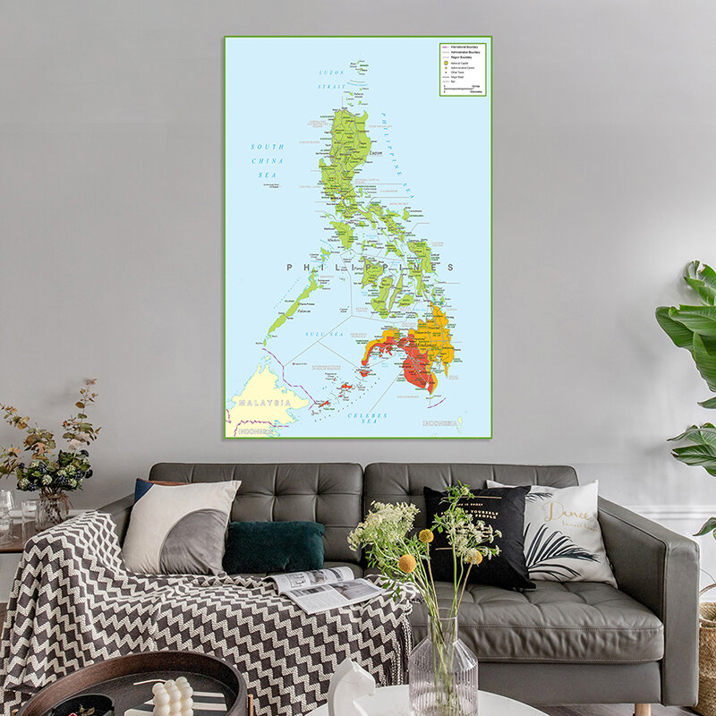 100*150cm filipiny mapa administracyjna plakat na ścianę drukowany obraz na płótnie malarstwo materiały biurowe salon Home Decor