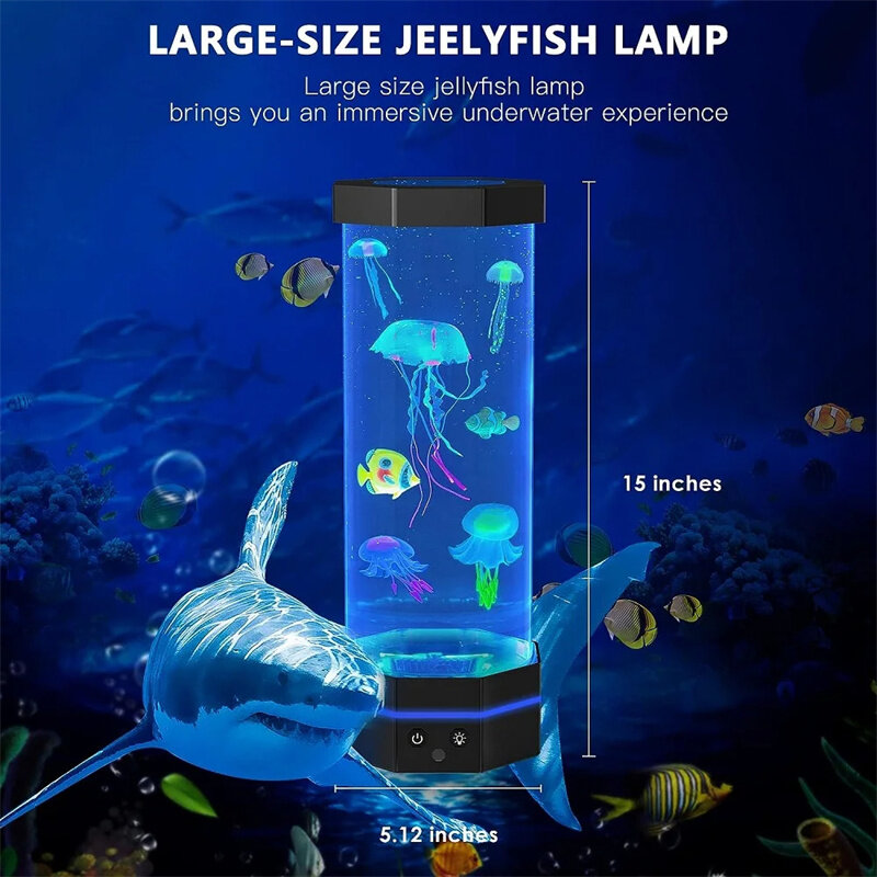 Jellyfish levou lâmpada com controle remoto, 17 cores mudando, 15 polegadas, usb plug-in, peixe bolha, luz noturna infantil