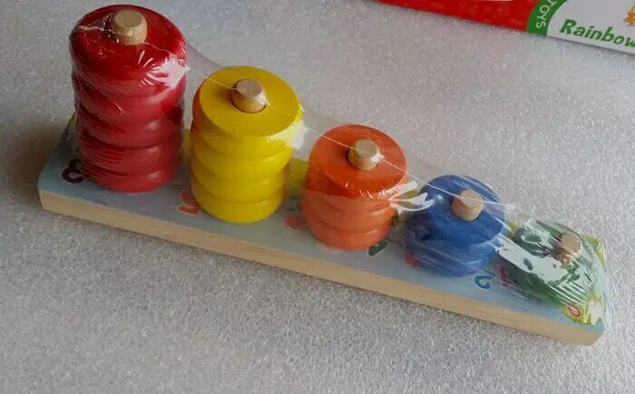 Pelangi Menghitung Lingkaran Blok Klasik Balita Belajar Awal Bantu TK Perlengkapan Montessori Anak-anak Kayu Mainan Pendidikan