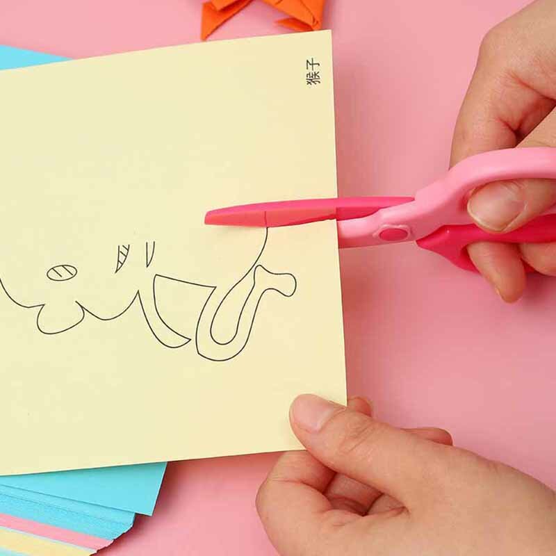 1 Buah Gunting Kertas DIY Buatan Tangan Anak-anak TK Siswa Potong Bahan Plastik Gunting Alat Tulis Aman
