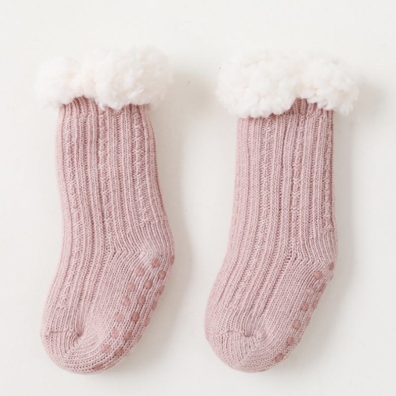 Crianças novas meias de bebê inverno grosso quente antiderrapante meias de piso de bebê