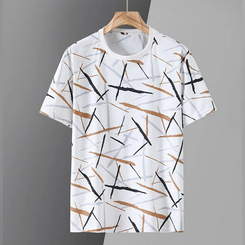 Plus Size Men's O Neck Silk T-shirt Short Sleeve Shorts Summer New Loose Trendy Casual Set 170kg 11XL 10xl