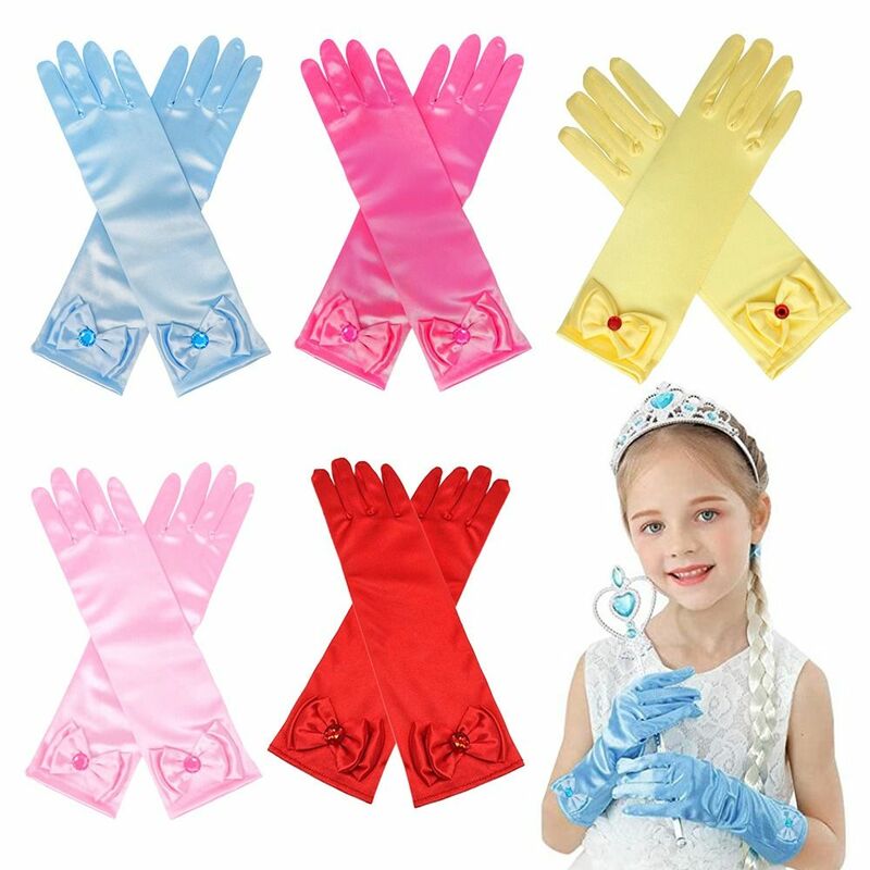 Satynowe cekiny dziecięce rękawiczki sceniczne akcesoria do spódnic pełne mitenki dzieci długie rękawiczki