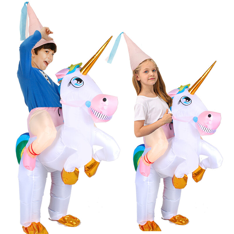 Bambini unicorno Costume gonfiabile carnevale Halloween bambino ragazze ragazzi mascotte animale festa Anime costumi Cosplay vestito