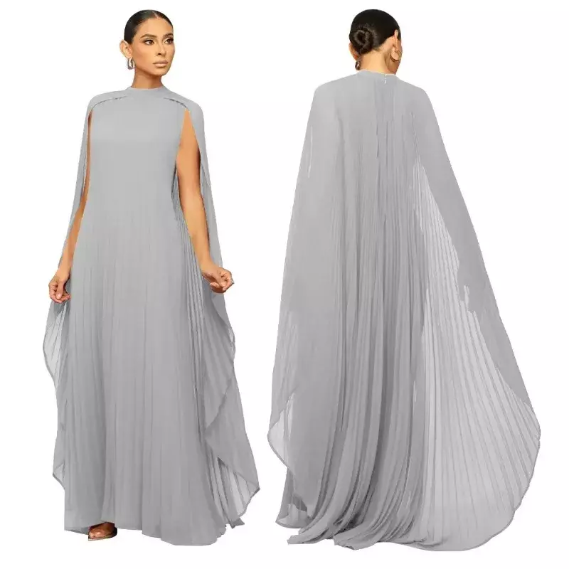 Dashiki gaun Maxi panjang untuk wanita, Gaun Mode Musim Semi leher-o lengan panjang warna Solid, gaun Maxi Afrika 2024 untuk wanita