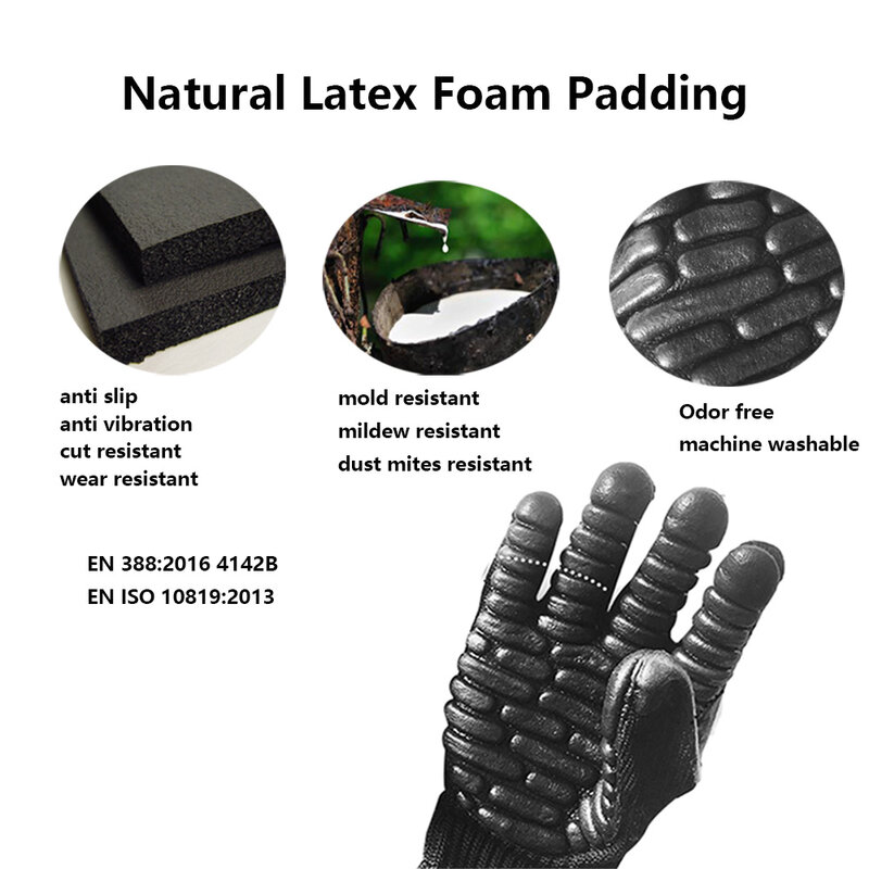 1 Paar Anti-Vibratie Werkhandschoenen Natuurlijk Latex Schuim Opvulling Schokbestendig Veiligheid Bouwsector Impact Handschoenen Voor Werk