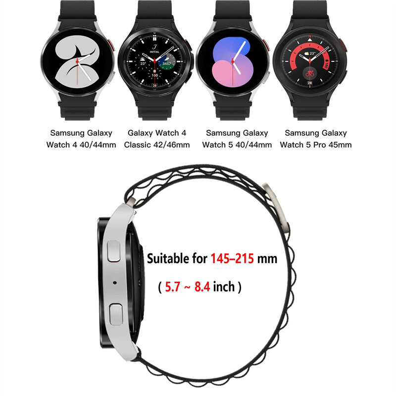 สายอัลไพน์สำหรับ Samsung Galaxy WATCH 6-5 Pro-4 44มม. 40มม. G-Hook ไนลอนกีฬาไม่มีช่องว่างสาย Watch6คลาสสิก43มม. 47มม.