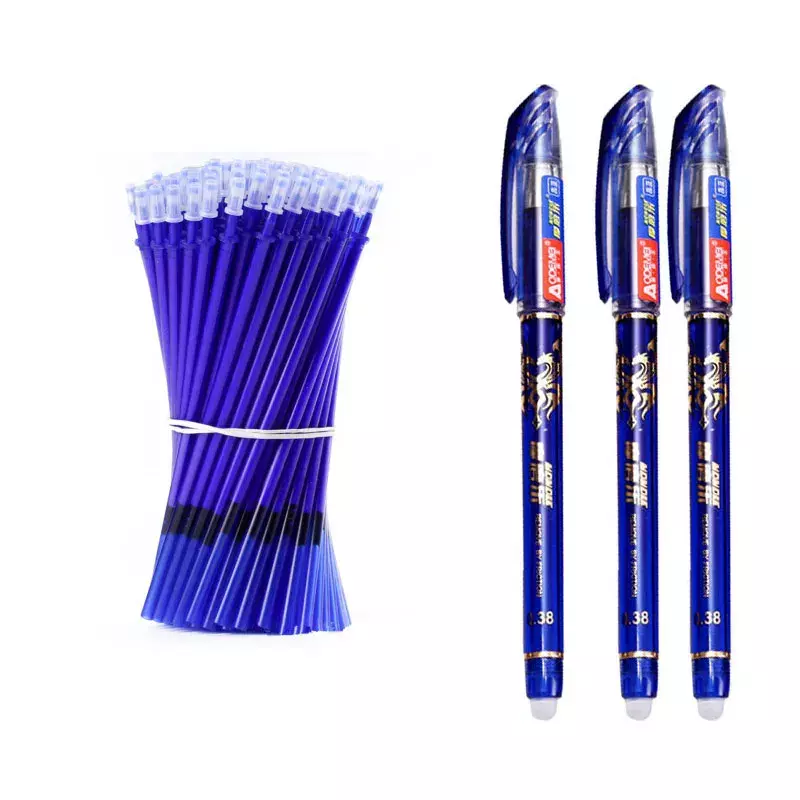 51 buah pulpen dapat dihapus 3 warna tinta Gel Set isi ulang 0.5mm pulpen pena sekolah kantor bisnis perlengkapan alat tulis