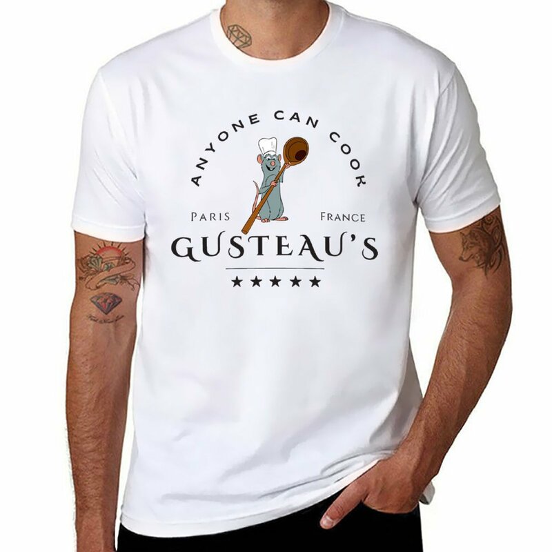 Camiseta personalizável de secagem rápida masculina, camiseta de Gusteau