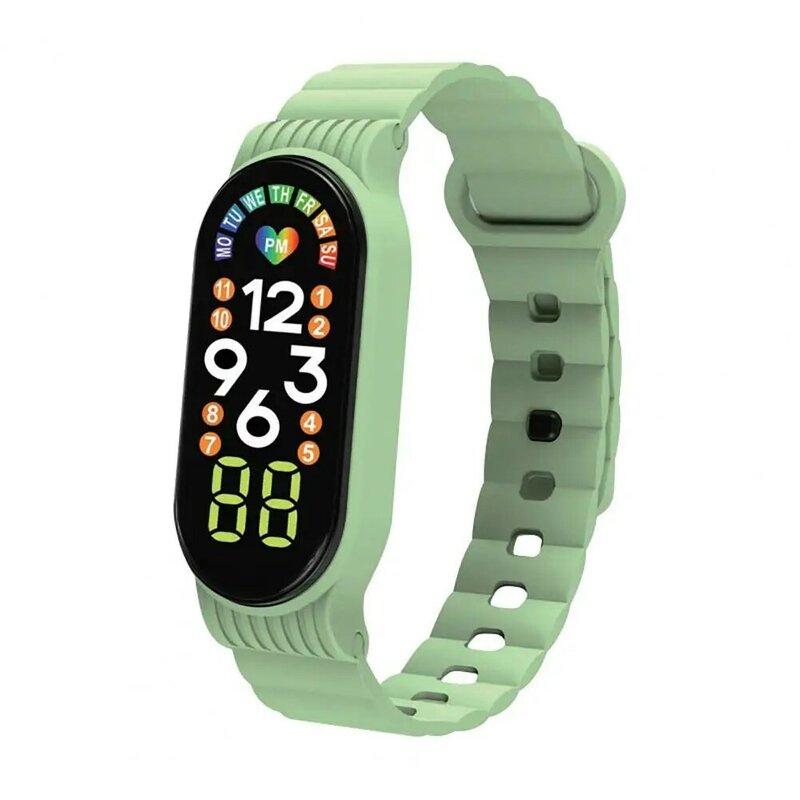 นาฬิกาข้อมือแนวสปอร์ตสำหรับเด็กสายซิลิโคนเนื้อนิ่มปรับได้แสดงวันที่เวลากันน้ำน้ำหนักเบานาฬิกาข้อมือ LED อิเล็กทรอนิกส์