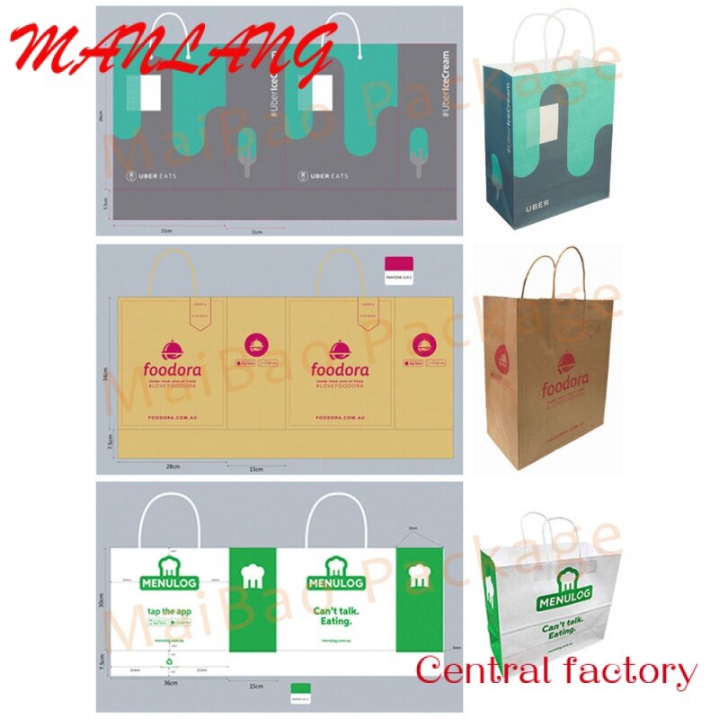 Sacos de Embalagem de Alimentos com Logotipo Adequado para Embalagem Saco De Papel, Entrega Sacos De Comida De Papel Para Alimentos, Saco De Papel Kraft Marrom, Personalizado