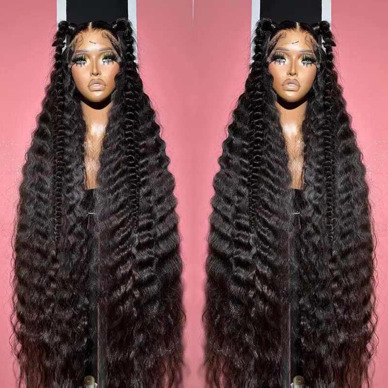 Loose Deep Wave Curly Peruca de cabelo humano, 13x6, 13x4 HD Lace Frontal Wig, 30, 40 Polegada, 360 Full Water Wave Lace Front Wig, 5x5 HD Encerramento