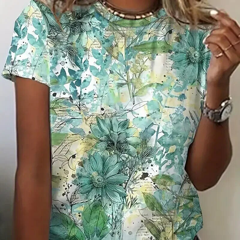 2024 moda donna t-shirt 3D farfalla stampa girocollo manica corta t-shirt da donna di lusso oversize Y2K abbigliamento per ragazze