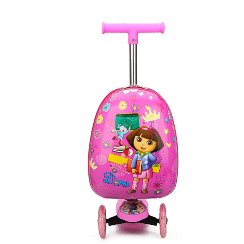 Cute skateboard suitcase scooter children's trolley luggage box 16 " boy girl lovely carry-on bag student travel case