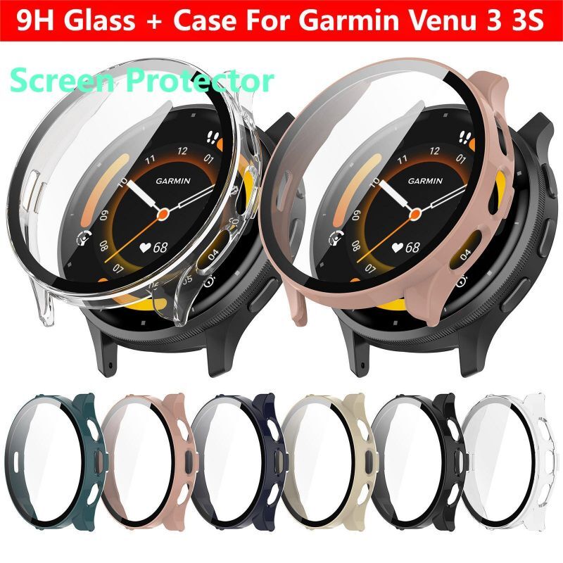 Kaca + penutup casing untuk Garmin Venu 3 3S, jam tangan pintar tali gelang pelindung Bumper Venu3 Venu3S aksesoris pelindung layar