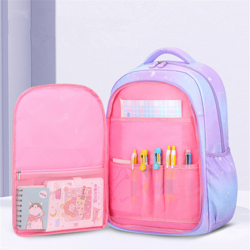Mochila infantil de cor gradiente impermeável, mochilas escolares, mochila infantil para crianças, primária, kawaii, fofa, saco pequeno