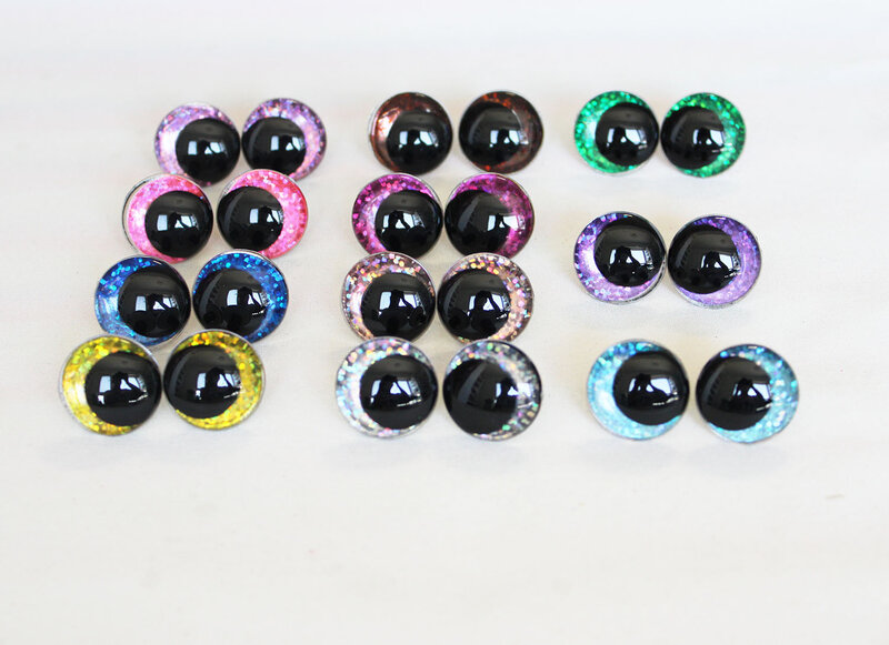 10 stücke 12mm bis 28mm komische runde Pupille Glitzer Spielzeug Augen Plüsch Tier Augen mit Handpresse Waschmaschine für CRAFT---B11