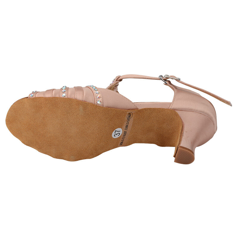 Sandales de danse à talon bas, chaussures de danse personnalisées avec strass en Satin, leurre Venus, 6CM