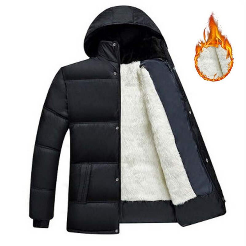 Parka de inverno quente grossa masculina, casaco com capuz de lã, casaco de carga Windproof, streetwear militar, sobretudo sólido, novo