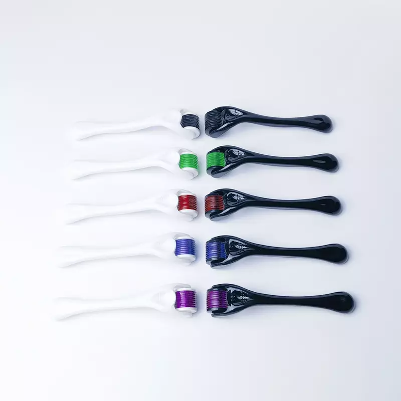 Titânio Dermoroller Microneedling Roller para rosto, Microneedling puro, comprimento de agulhas, azul e branco, 0.3mm