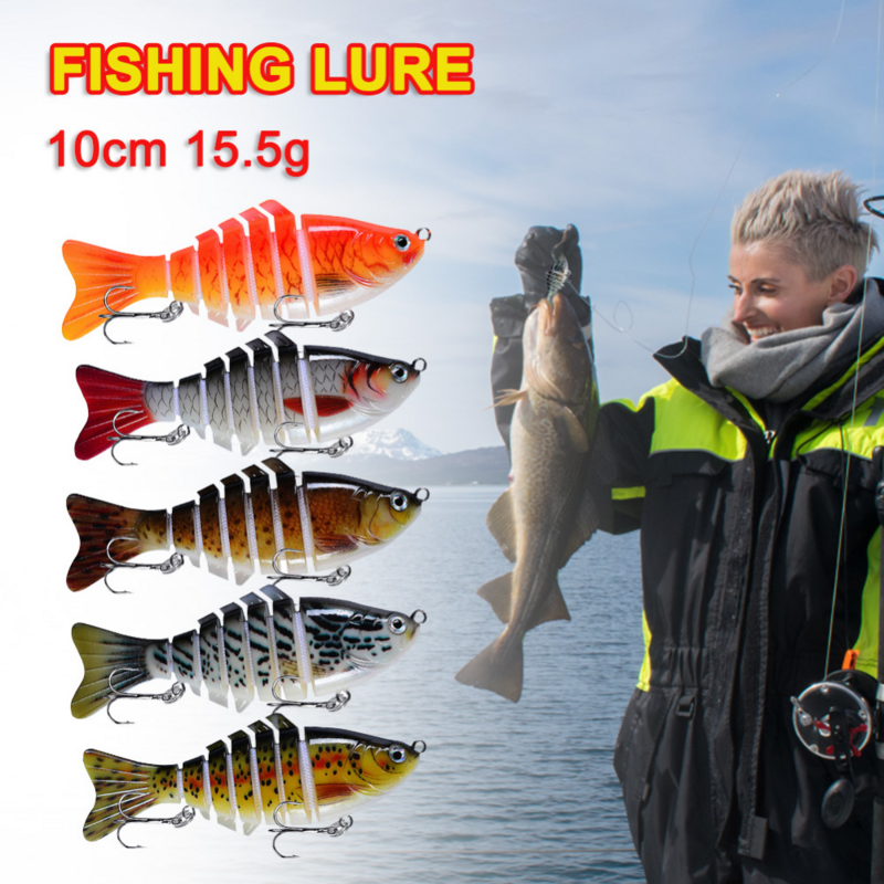 NEW 10cm-15.5g Wobblers Fishing Lures Multi Jointed 7 Sections Artificial Hard Bait Trolling Pike Carp Sea Fish Tool Accessories