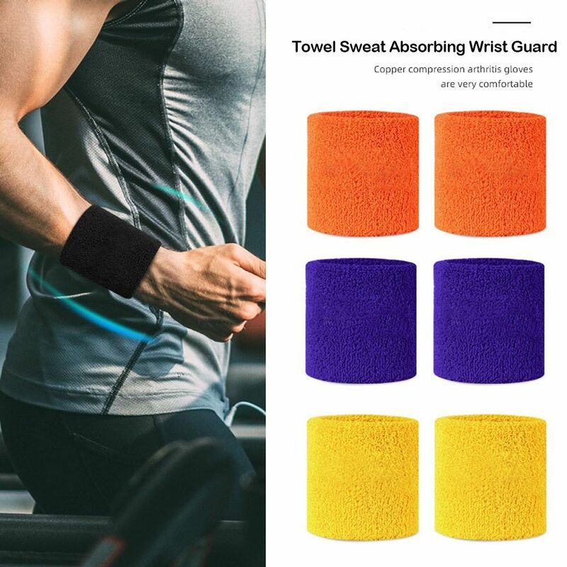 4pcs Breathable Sports Wristband Soft Comfortable Cotton Workout Wrist Band Absorb Sweat Wrist Sweat Bands Men
