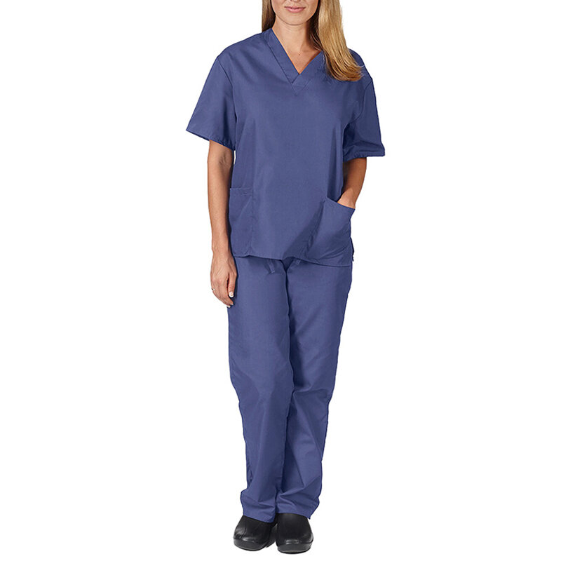 Uniforme de manga corta con cuello en V para trabajadores del cuidado de la salud, conjunto de blusa suave y transpirable para enfermera y clínica, 11 colores, para verano, S-2XL