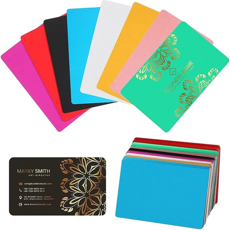визитки на заказ Металлические визитные карточки, цветные металлические визитные карточки «сделай сам», могут быть изготовлены на заказ, офисные принадлежности, алюминиевые пустые лазерные гравировочные карточки с ЧПУ
