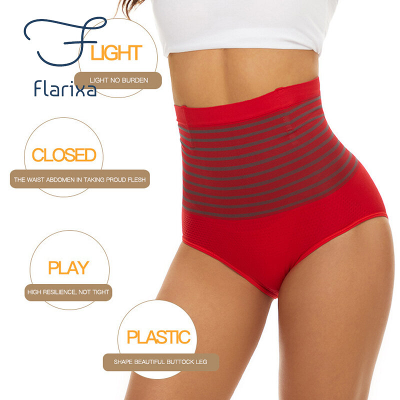 Flarixa Seamless Women's Panties High Waist Flat Belly Panties Comfort Cotton Briefs Slimming Underwear Hip Lift Underpants