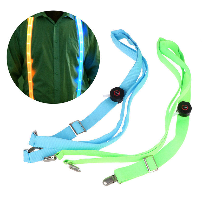 LED Light Up Unisex 3คลิป-On Braces Vintage ยืดหยุ่น Y-Shape ปรับกางเกง Suspender สำหรับเทศกาลคลับ